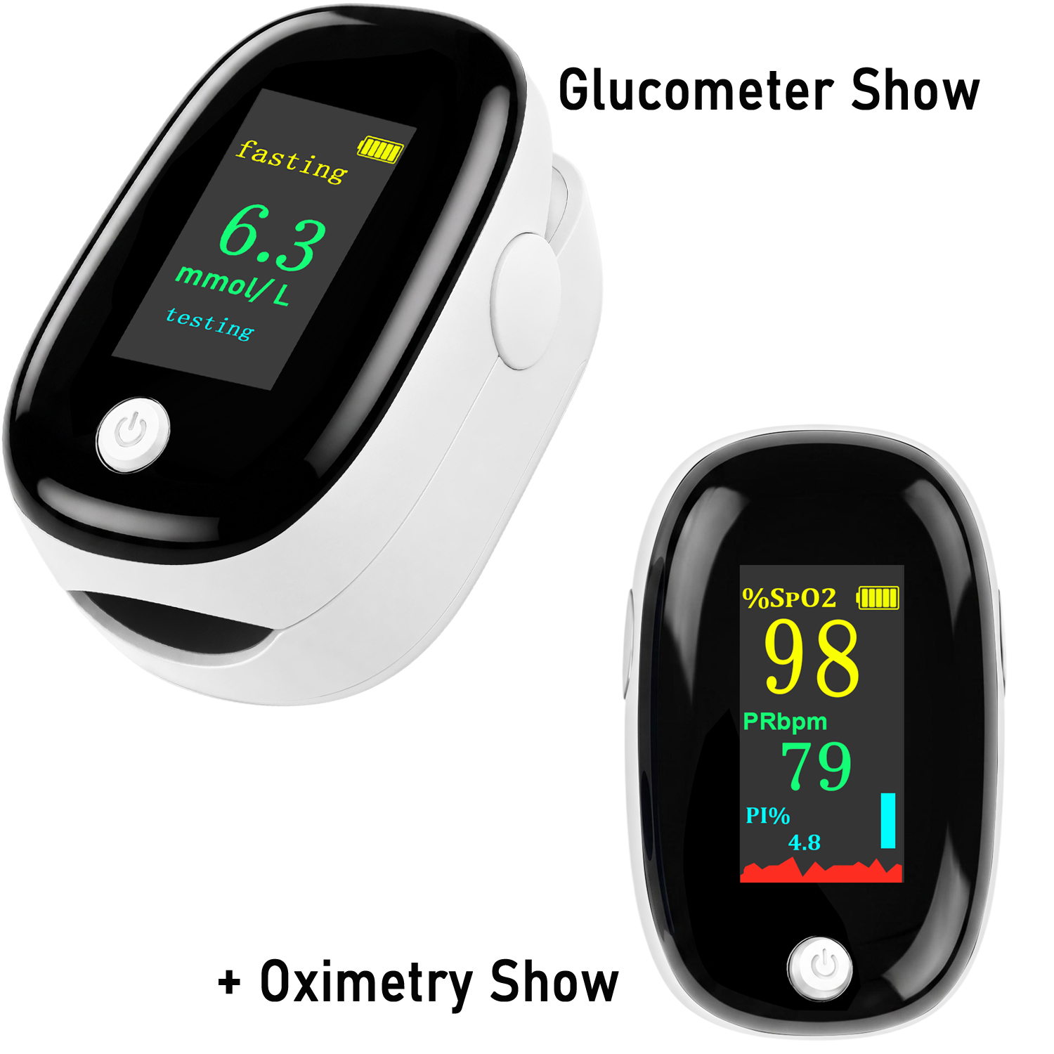 Glucometer Blood Sugar - Draagbare 2-in-1 niet-invasieve bloedglucosemeter en pulsoximeter